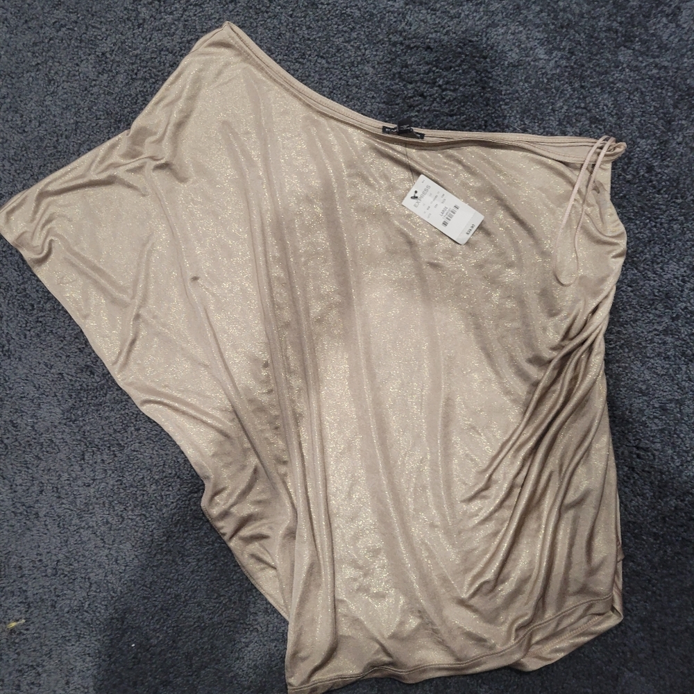 Express gold off shoulder gold shimmer